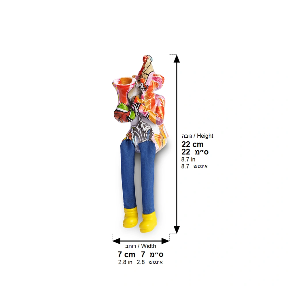Polymer Klezmer Figurine with Cloth Legs 25 cm- Trombone Player
