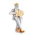 Silvered Polymer Sitting Hassidic Figurine with Cloth Legs 10.5 cm - Accordion Player