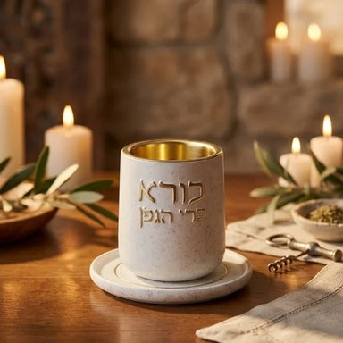 Polymer Kiddush Cup 8 cm with Saucer