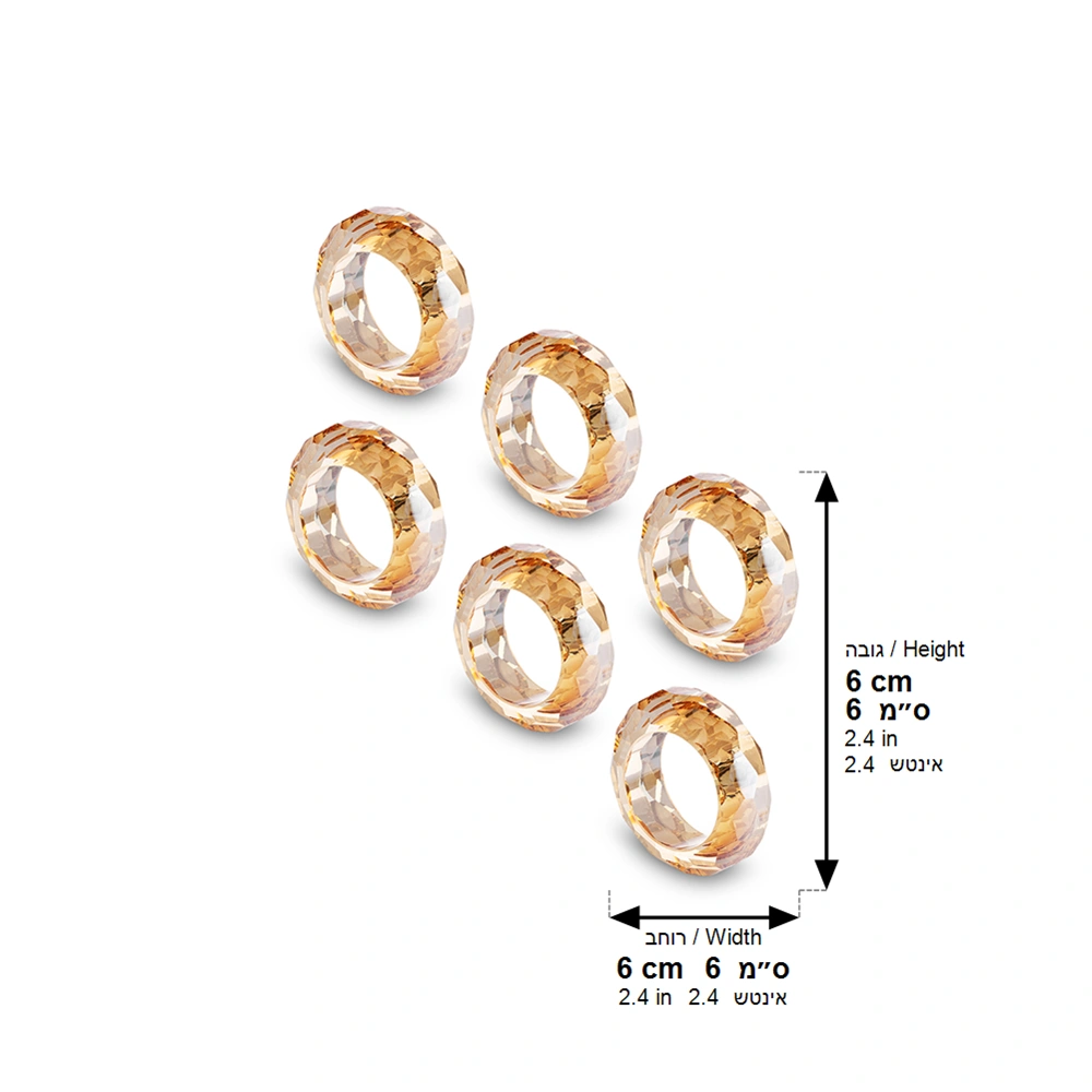 Set of 6 Napking Rings- Gold