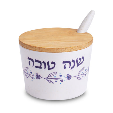 Bamboo Honey Dish "Shana Tovah"- 6.5 cm