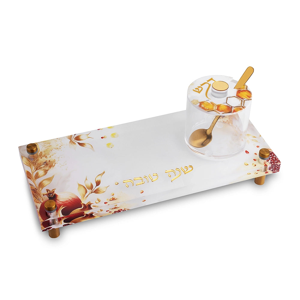 Lucite Set- Tray and Honey Dish 27*12 cm -