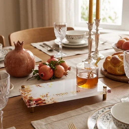 Lucite Set- Tray and Honey Dish 27*12 cm -