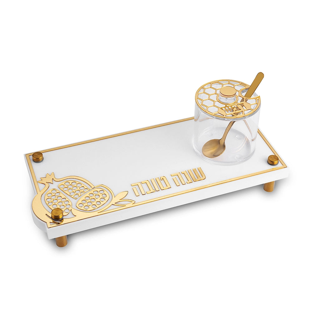 Lucite Set- Tray and Honey Dish 27*12 cm -