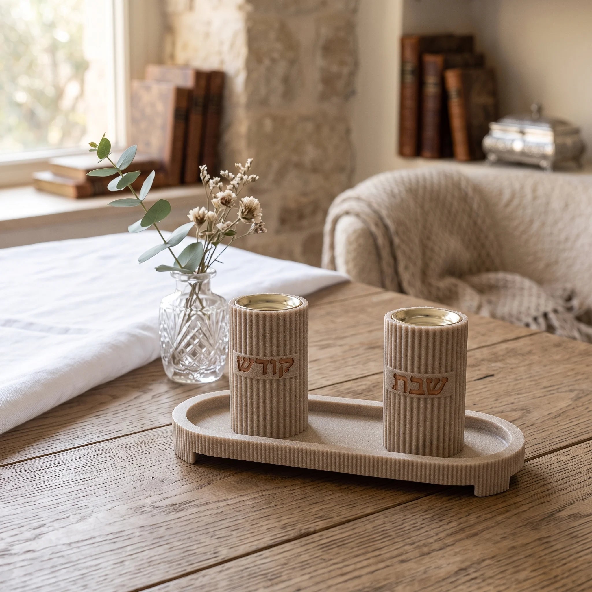 Polymer set candle holders Tray and pair of candel holders