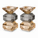 Pair of Crystal Elegant Candlesticks 12 cm - Gold, Black
