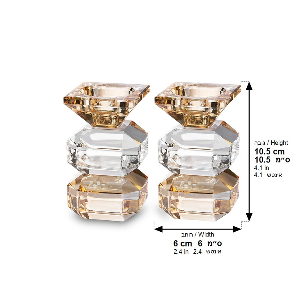 Pair of Crystal Elegant Candlesticks 12 cm - Gold