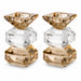 Pair of Crystal Elegant Candlesticks 12 cm - Gold