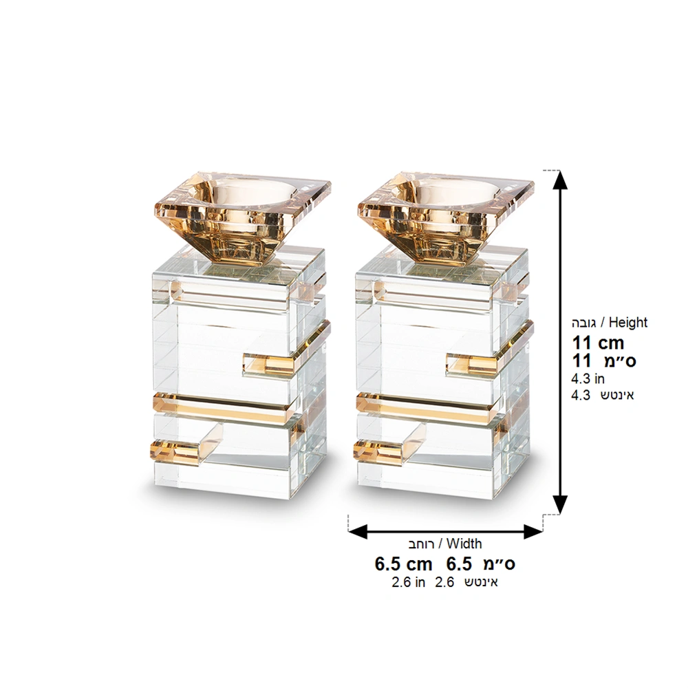 Pair of Crystal Candlesticks 11 cm - Gold