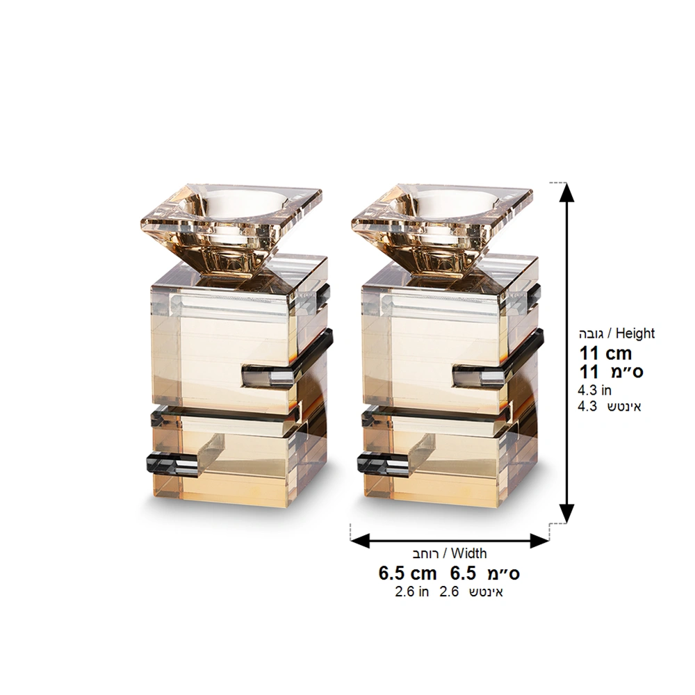 Pair of Crystal Candlesticks 11 cm - Gold, Black