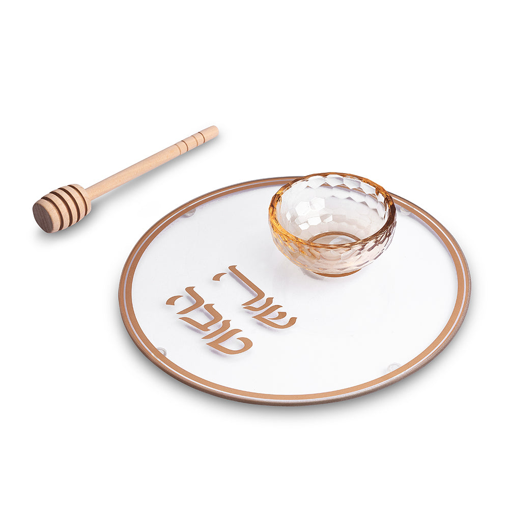 Glass Honey Dish 19 cm - Gold