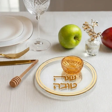 Glass Honey Dish 19 cm - Gold