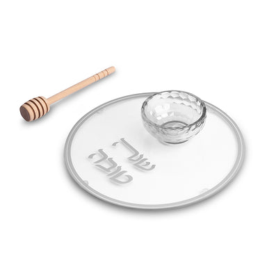Glass Honey Dish 19 cm - Silver