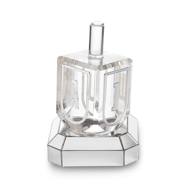 Acrylic Dreidel with base "N.g.h.sham" 6 cm Silver Color