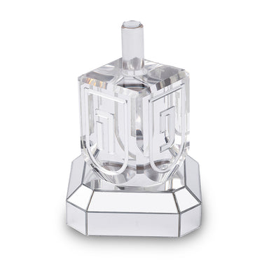 Acrylic Dreidel with base "N.g.h.poh" 6 cm Silver Color