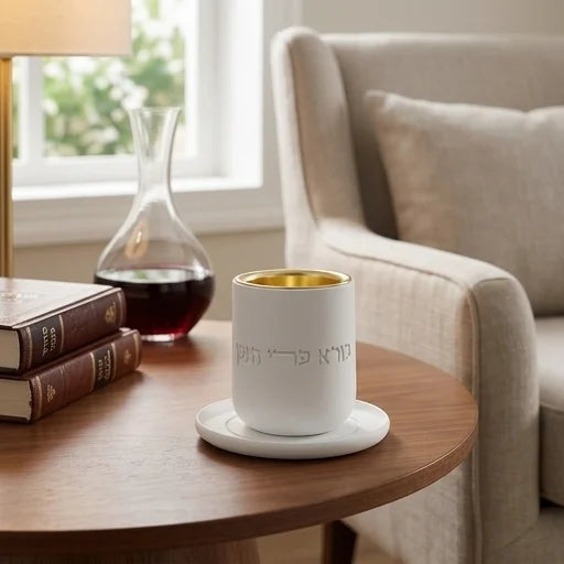 Polymer Kiddush Cup 8 cm with Saucer
