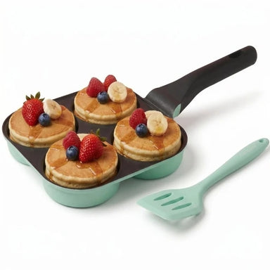Pancake pan 22 cm 4 outlets BLACK MARBLE BLOWOUT mint + silicone mat - limited to 1 product per customer