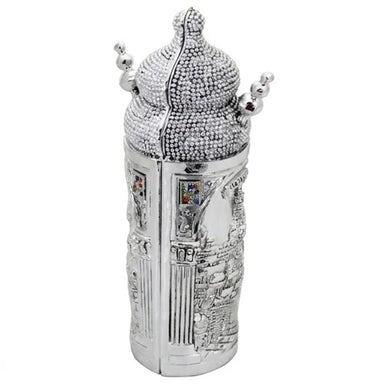 Elegant Silvered Polymer Sephardic Torah Book for Children, Laid with Choshen Stones 20x10 cm