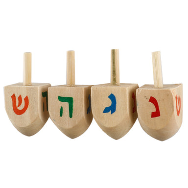 Pack of 100 Small Wooden Dreidels "N.g.h.sham"