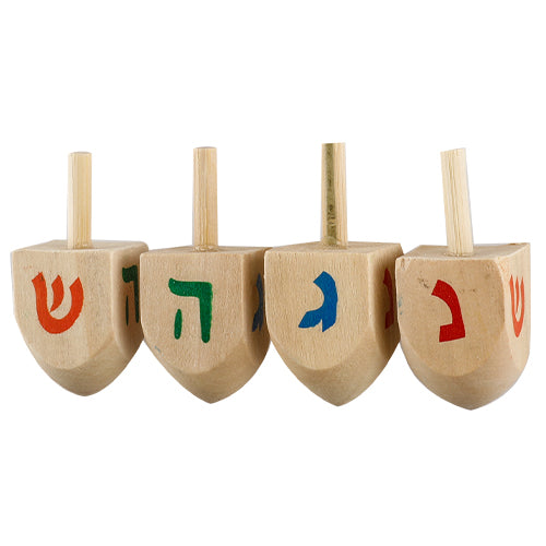 Pack of 100 Small Wooden Dreidels "N.g.h.sham"