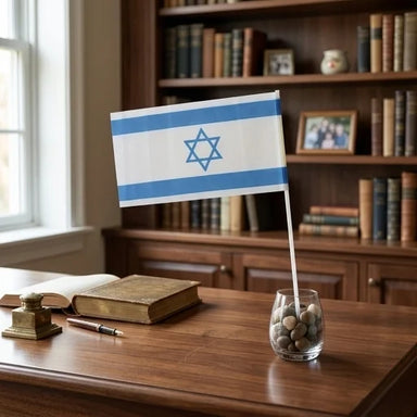 Fabric Israeli Flag on Straw 21*14cm