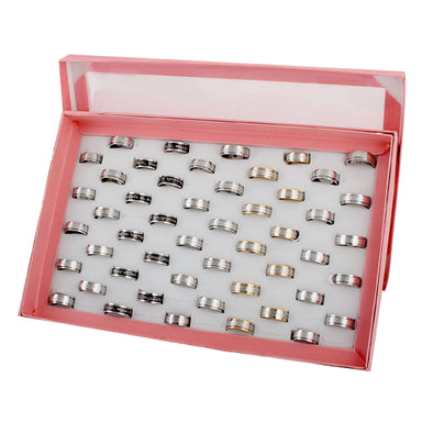 Set of 50 Stainless Steel Rings, Assorted Sizes