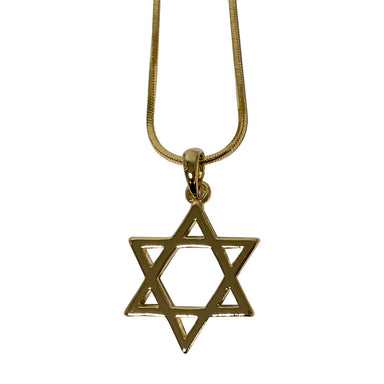 Rhodium Pendant- Large Magen David 2 cm- Gold Color, 45 cm Necklace - Golden