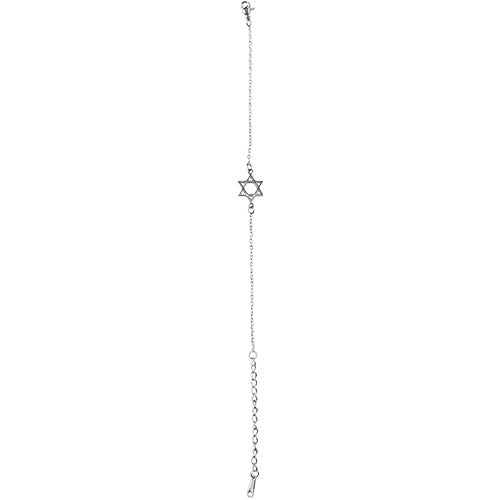 Stainless Steel Bracelet 22 cm- Magen David 2.5 cm - Silvered