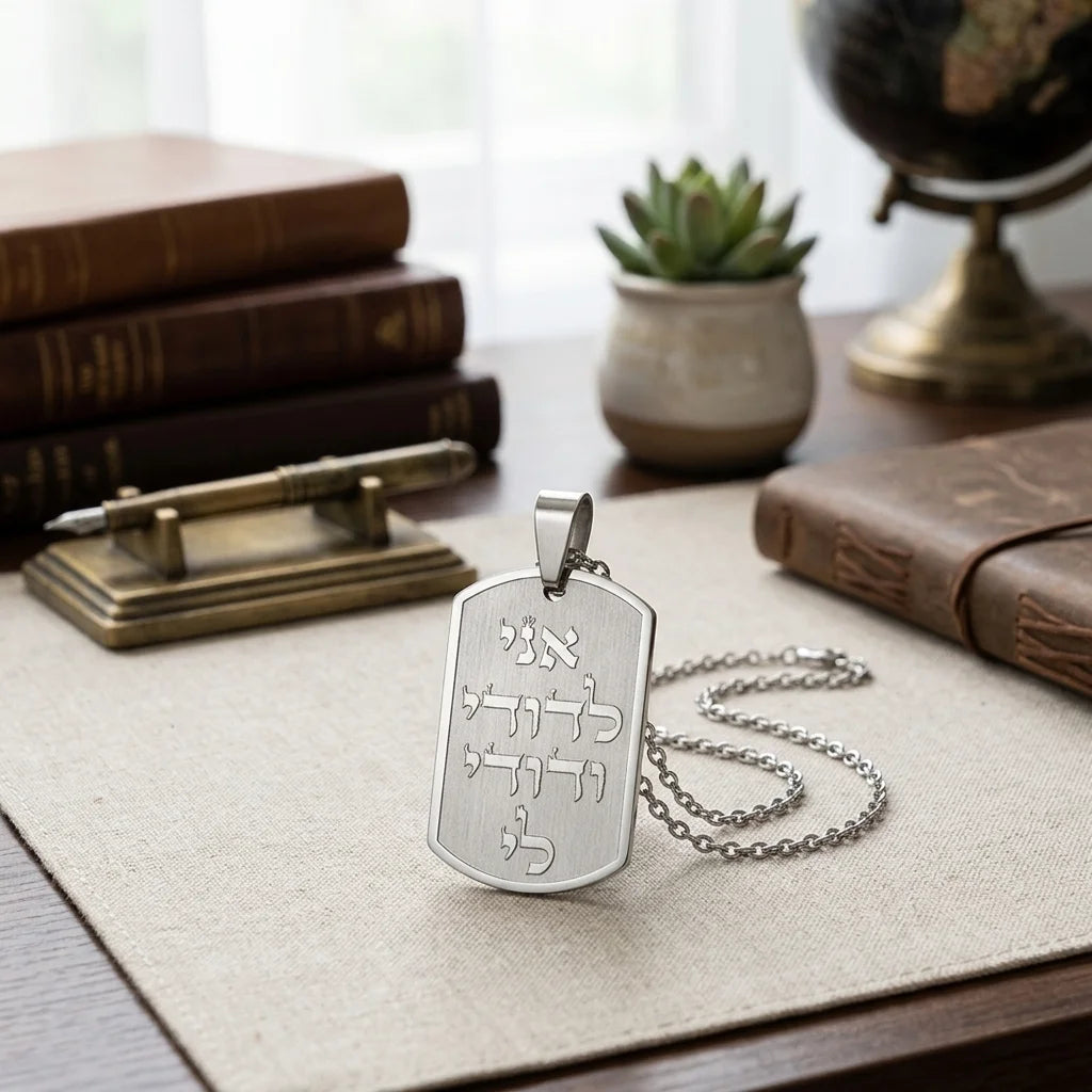 Stainless Steel Necklace 50 cm- "Ani Ledodi" 2.5 cm - Silver