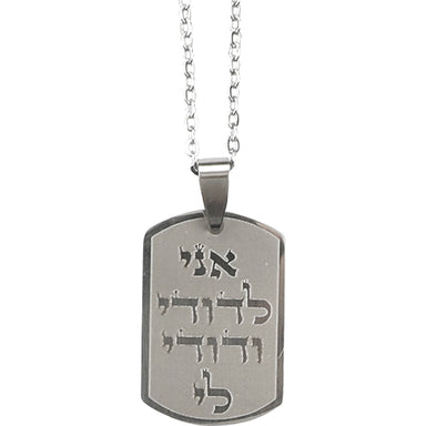 Stainless Steel Necklace 50 cm- "Ani Ledodi" 2.5 cm - Silver