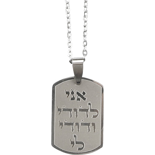 Stainless Steel Necklace 50 cm- "Ani Ledodi" 2.5 cm - Silver
