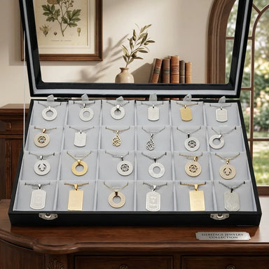 Stainless Steel Pendants with 50cm Stainless Steel Chain on Display, Assorted Designs (24)