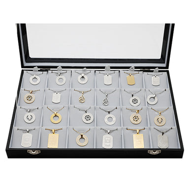 Stainless Steel Pendants with 50cm Stainless Steel Chain on Display, Assorted Designs (24)
