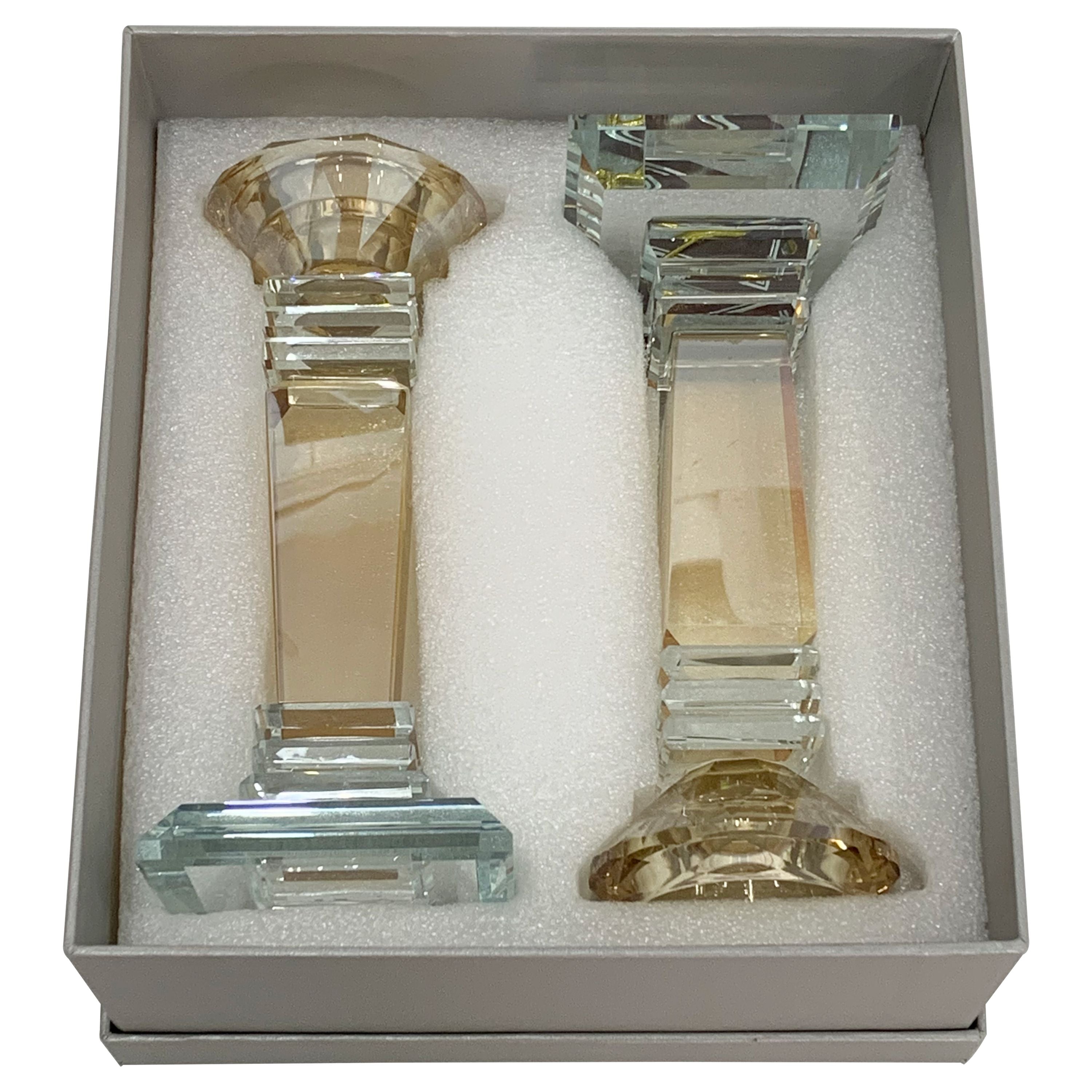 Pair of Crystal Elegant Candlesticks 16 cm